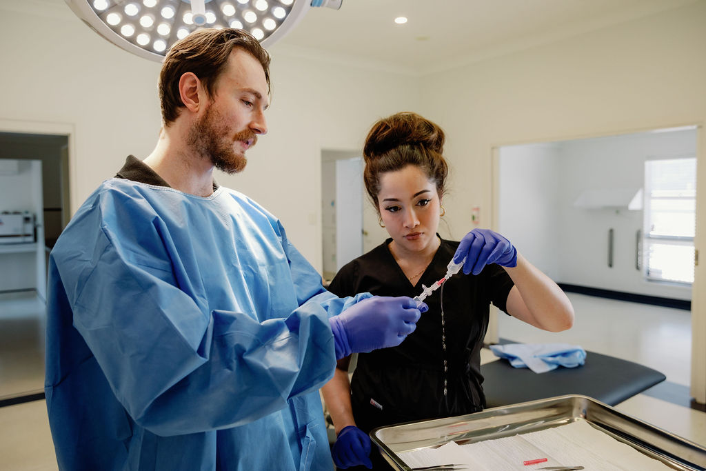 Grafts prepared and handled at the instrument tray during an FUE procedure at 3D Hair Transplant